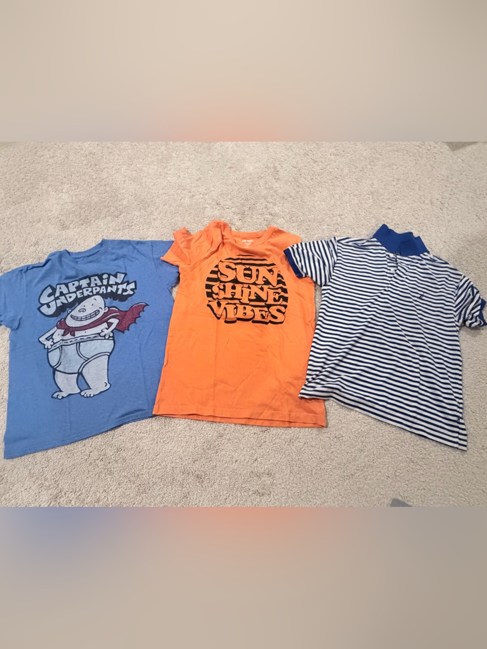 Graphic T-Shirt Trio - Blue, Orange & Navy Stripe